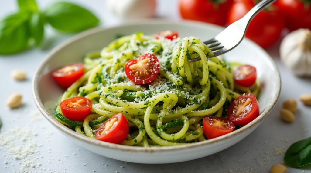 10 Quick Healthy Dinner Recipes for Busy Weeknights 39 Zucchini Noodles with Pesto and Cherry Tomatoes Dinner ideas